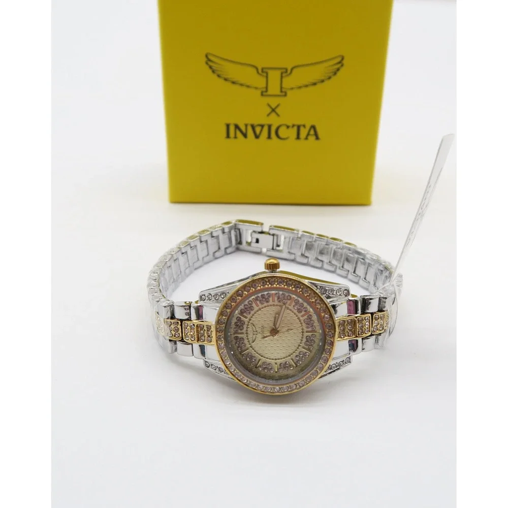 Invicta Wildflower Women's 32mm Two Tone Silver Gold Crystal Accented New In box
